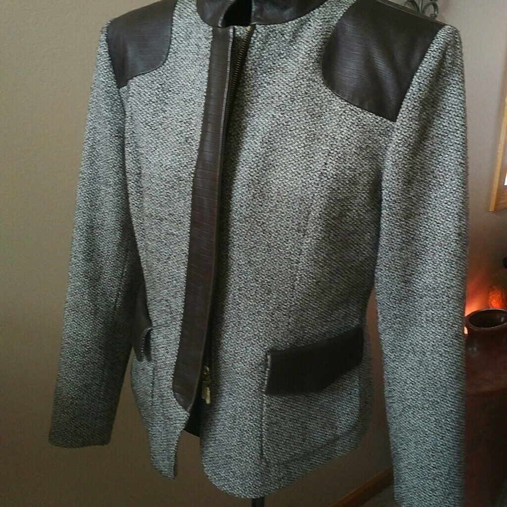 Dana Buchman P 12 Blazer Tweed leather 12 petite
